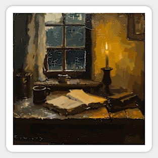 Candlelit Study Sticker